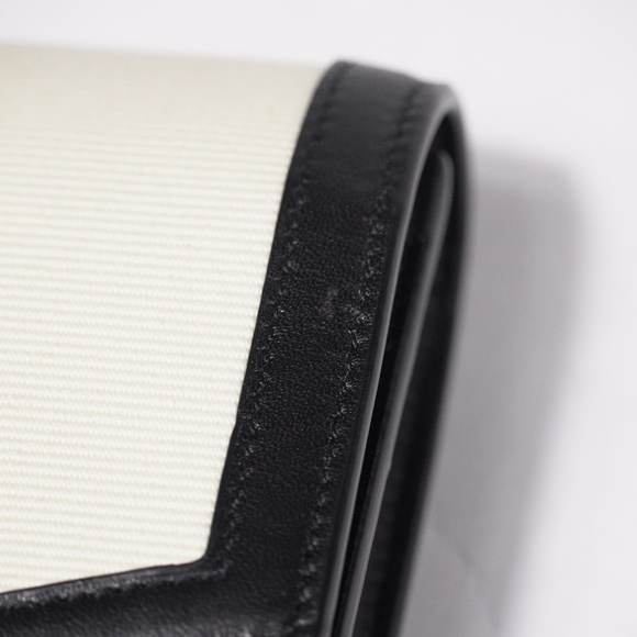 Saint Laurent YSL Uptown Blanc Natural & Noir Leather Wallet on a Chain NEW - Picture 9 of 10